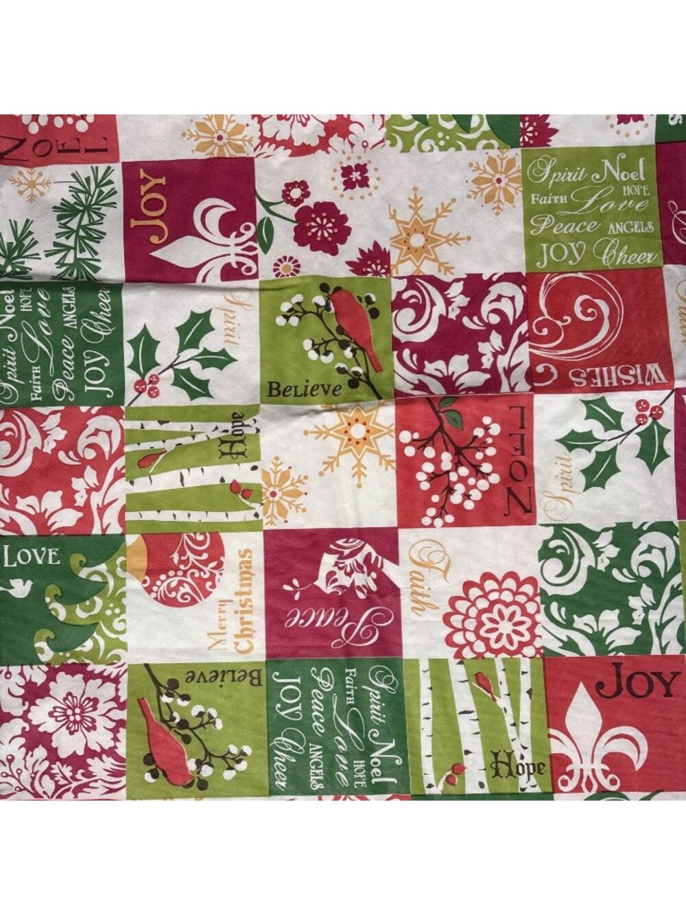 Christmas Patchwork Tablecloth Rectangle 60" X 84" Holiday Peace Love Hope Joy - Picture 4 of 11